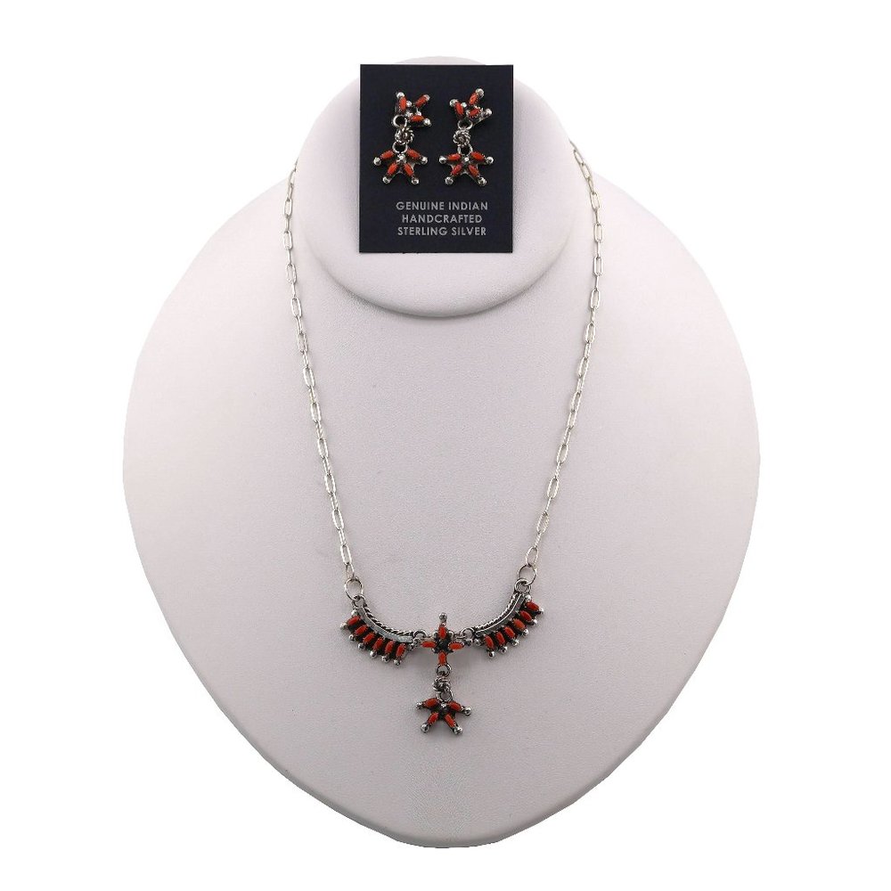 Native American Necklace Earrings Set Handcrafted Southwestern Zuni‎ Jewelry *